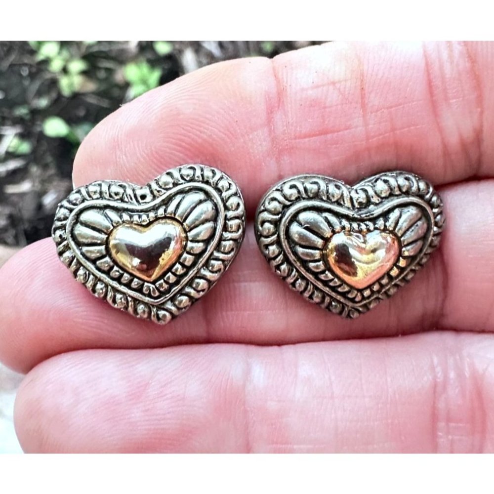 Vintage Heart Earrings Valentine Triple plated metal Love Romance Birthd…